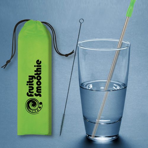 Imprinted Stainless Steel Reusable Straw Kit