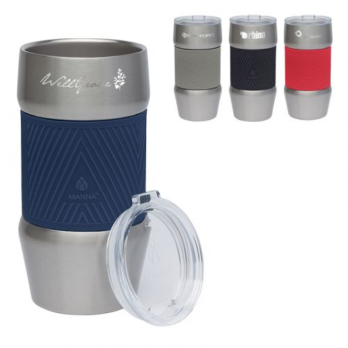 Custom Printed Manna™ Stainless Steel Tumblers with Silicone Grip