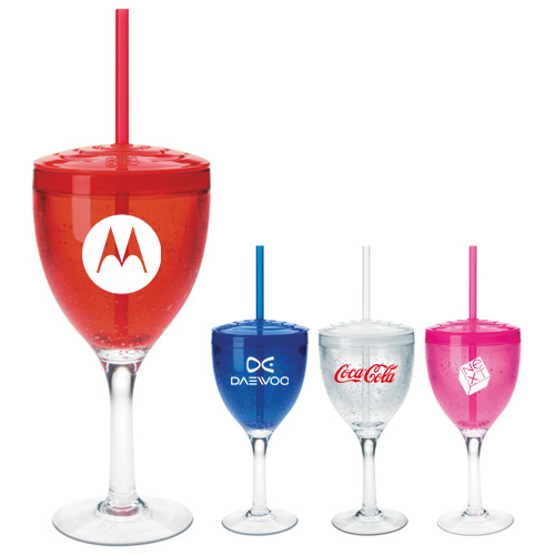 12 oz promotional cool gear wine glasses with lid