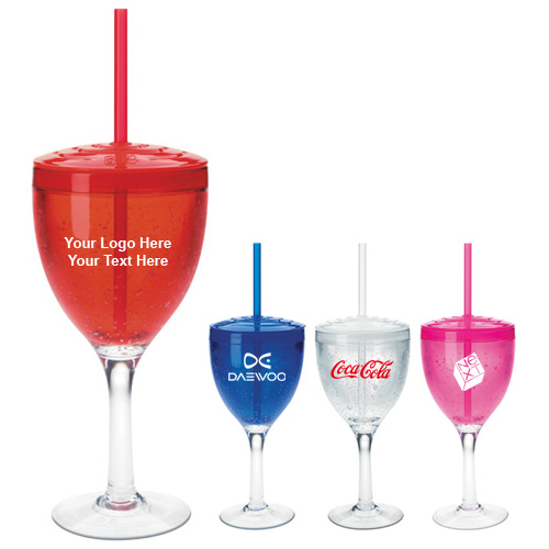 Promotional 12 Oz Cool Gear Wine Glasses with Lid