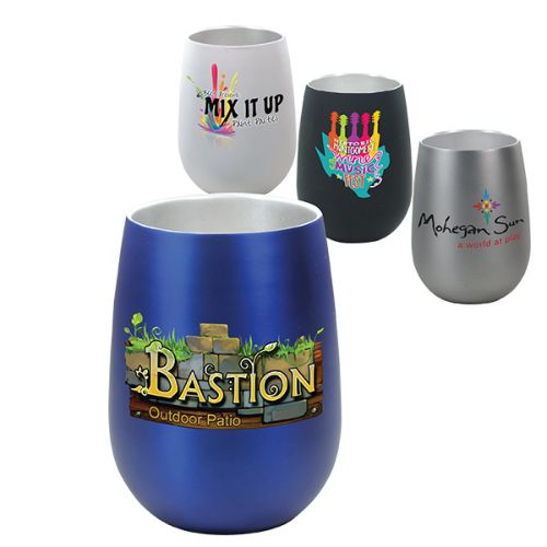 Full Color 12 Oz Halcyon® Stainless Steel Wine Glasses