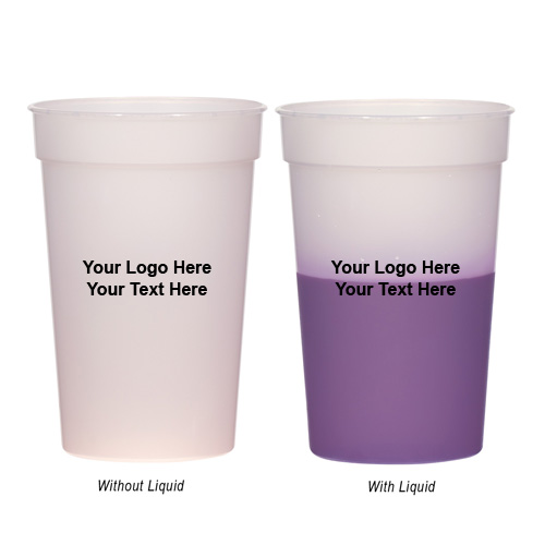 custom printed 17 oz color changing stadium cups purple