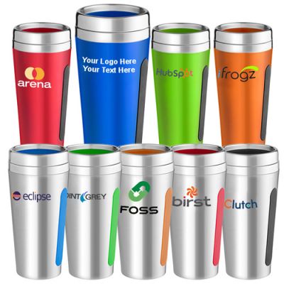 15 Oz Personalized Dual-Grip Travel Tumblers