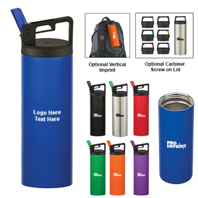 Personalized 18 Oz Rover Stainless Bottle With Carabiner Clips