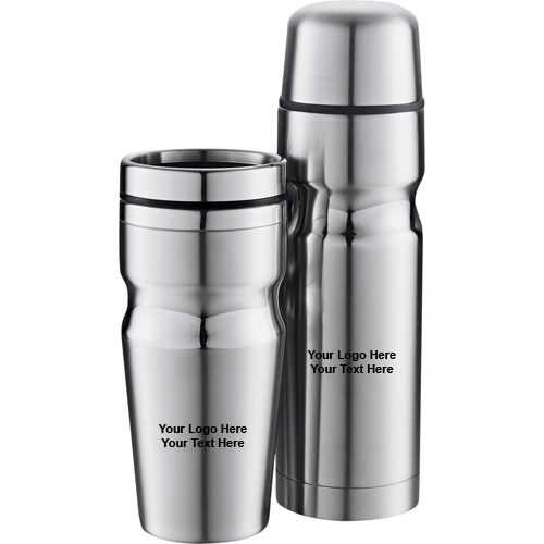 Custom 18 Oz Deco Band Insulated Bottles and Tumblers Gift Set