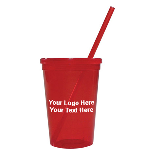 16 Oz Logo Imprinted Jewel Tumblers with Lid and Straw