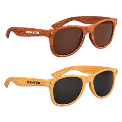 Custom Printed Dark Faux Wood Sunglasses