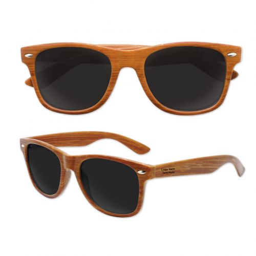Printed Dark Faux Wood Sunglasses