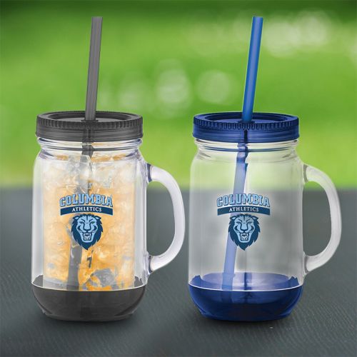 20 Oz Game Day Double Wall Mason Jars with Straws