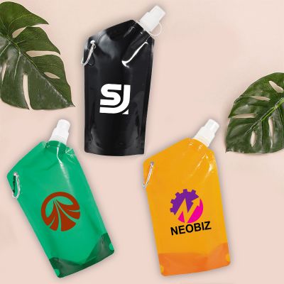 Personalized 20 Oz Cabo Water Bags with Carabiner