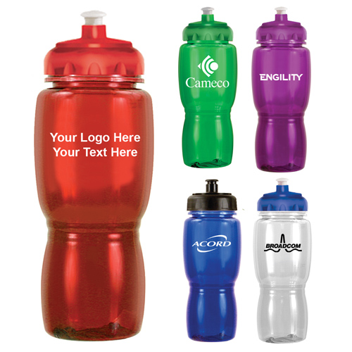 18 oz Custom Poly-Saver Mate Bottles with Push and Pull Cap