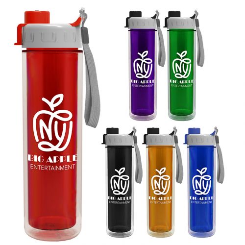 Custom Imprinted Chiller Double Wall Insulated Tritan Bottles with Quick Snap Lid