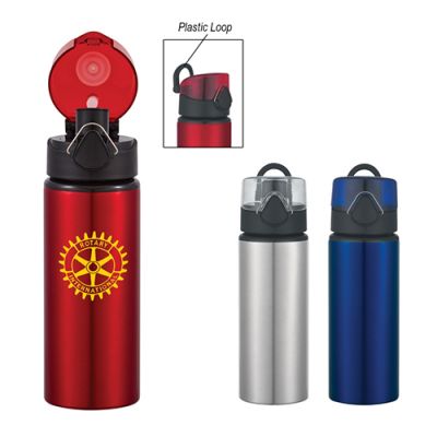 Printed Aluminum Sports Bottles with Flip Top Lid