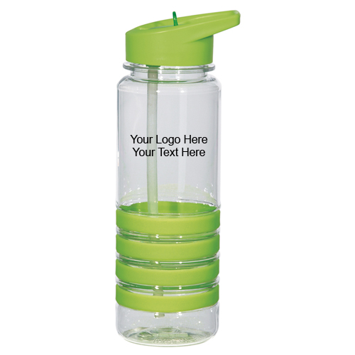 24 Oz Custom Printed Banded Gripper Bottles with Straw