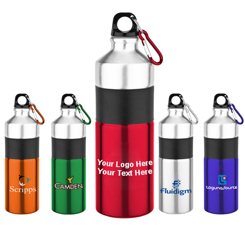 25 Oz Customized Clean-Cut Aluminum Bottle with Carabiner Clip