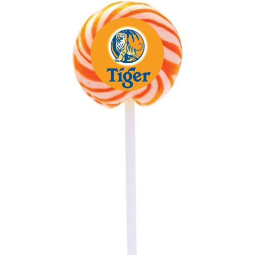 Promotional Swirl Lollipop with Round Label