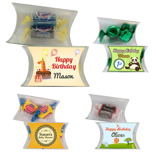 custom logo imprinted small pillow pack with candy