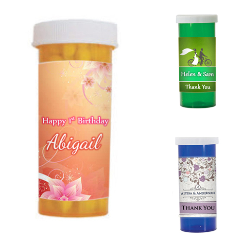 Custom Imprinted Small Pill Bottle with Candies and Gum