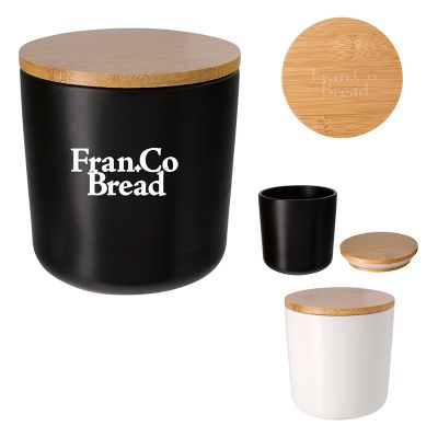 17 Oz Customized Ceramic Containers with Bamboo Lid