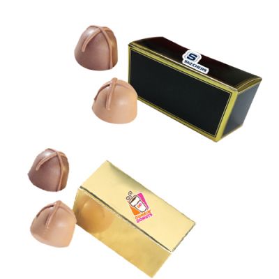 Custom Printed Ballotin Box with 2 Chocolate Truffles