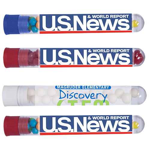 Promotional Test Tube Mints with Peppermints, Red Hots and Mini Tarts
