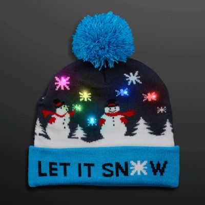 Blinky Snowman LED Winter Beanie Hats