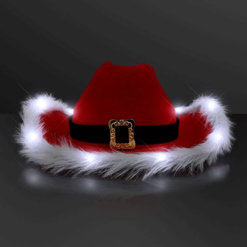 White Light Cowboy Santa Claus Christmas Hats