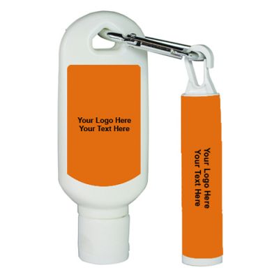Custom Printed SPF30 Sunscreen Lotions with Carabiner and SPF15 Lip Balms