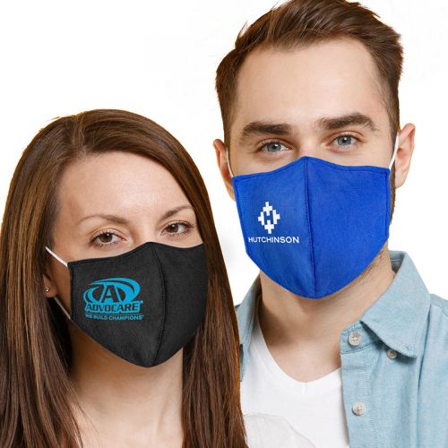 Printed Form Fitted Cupped Cotton Face Masks with Filter Pocket