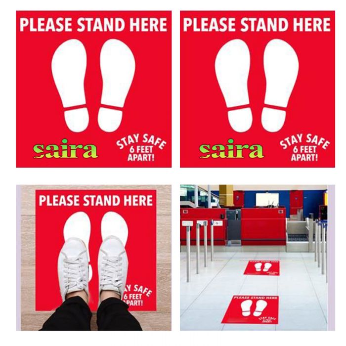 Printed PPE Floor Decal 6 Feet Apart Social Distance Stickers
