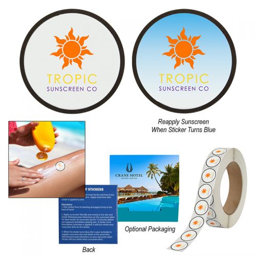 Custom Printed Sunburn Alert UV Color-Changing Stickers