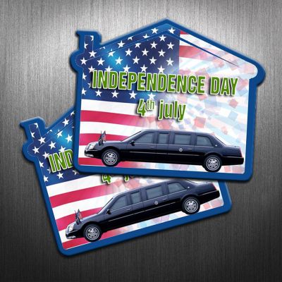 4.25x3.5 Promotional House Shaped Independence Day Magnets 20 Mil