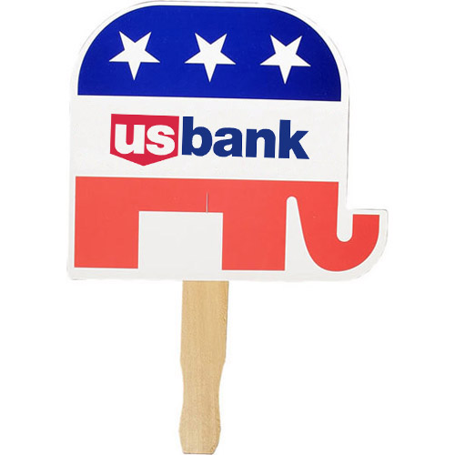 Printed Elephant Shaped Patriotic Hand Fans