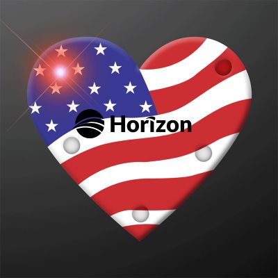 Promotional Light Up Heart of America Flashing LED Pins