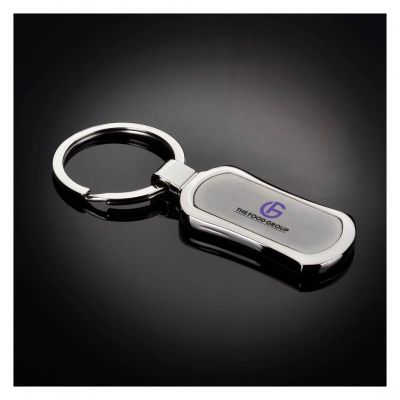 Promotional Corsa Oval Satin Metal Keychains