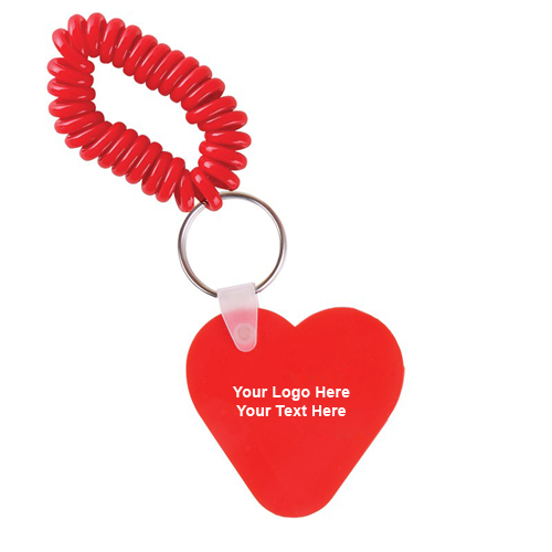 Personalized Heart Key Chains with Coil