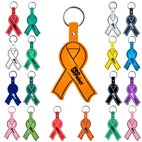 Custom Awareness Ribbon Shaped Flexible Key Tags