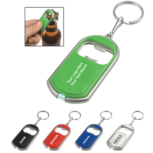 Personalized Bottle Opener Keychain with LED Flashlights