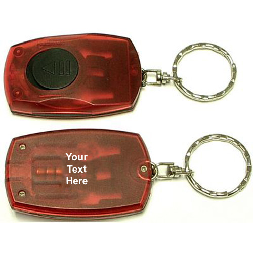 Personalized Rectangular LED Flashlight Keychain w 5 Colors red