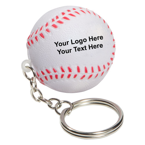 custom printed baseball stress ball keychains White