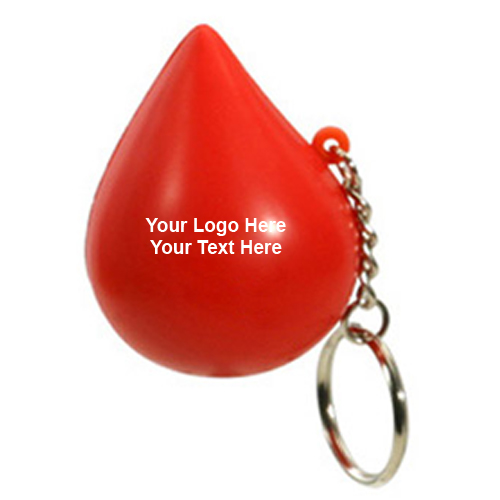 Promotional Droplet Shaped Stress Ball Keychains