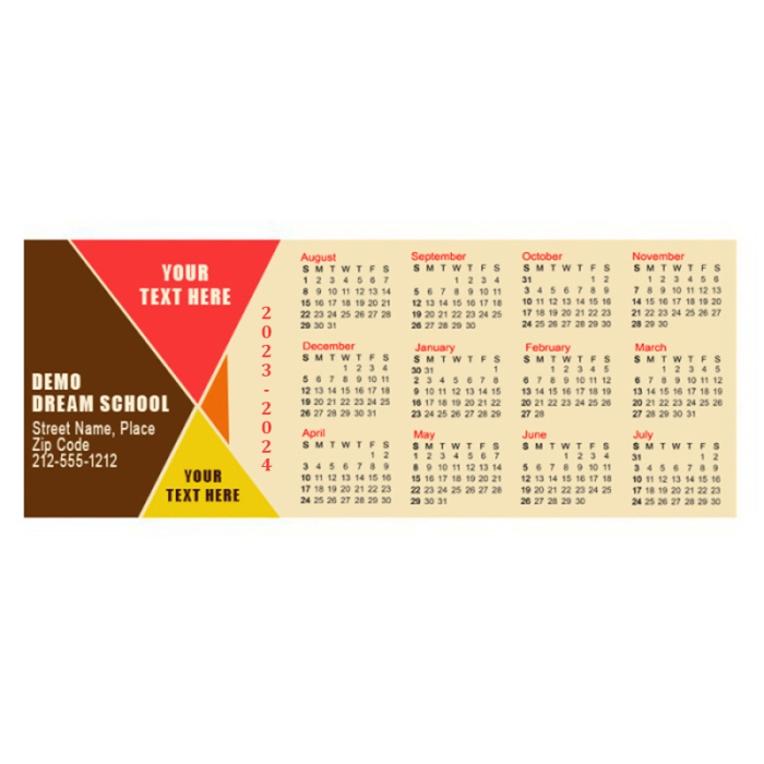 Custom Printed School Calendar Magnets 20 Mil