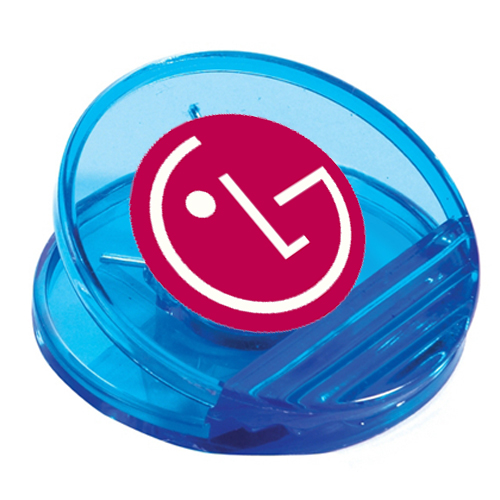 Custom Printed Circle Power Clips translucent blue