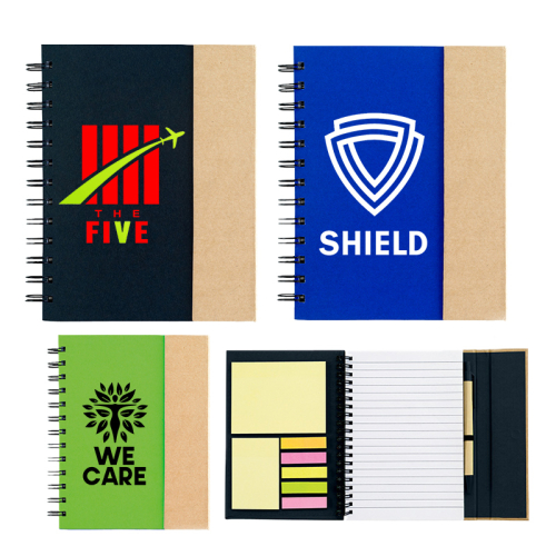 Spiral Notebook with Sticky Notes and Flags