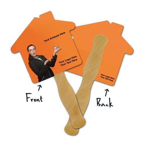 5.25x5.5 Inch Promotional House Shaped Mini Hand Fans