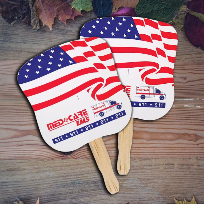 7.625 x 8 Inch Promotional Patriotic Hand Fans