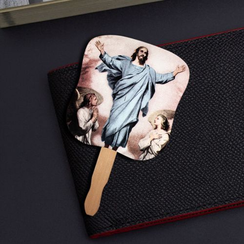 7.625 x 8 Inch Personalized Stock Resurrection Of Jesus Design Hand Fans