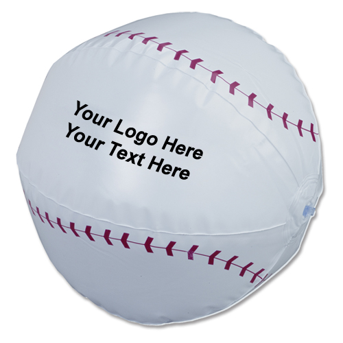 14 Inch Custom Imprinted Baseball Shaped Beach Balls