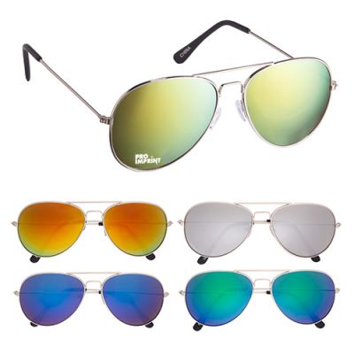 Custom Imprinted Color Mirrored Navigator Sunglasses