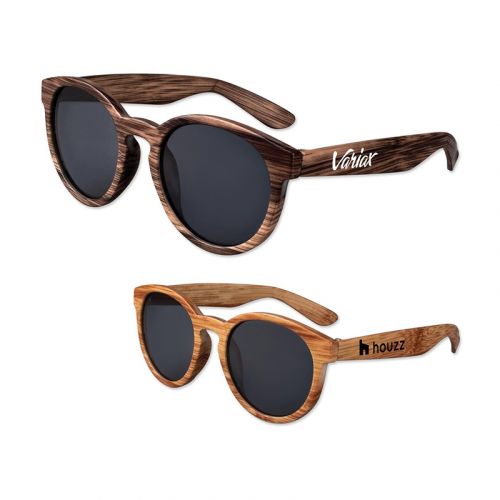 Custom Printed Wood Round Lens Sunglasses